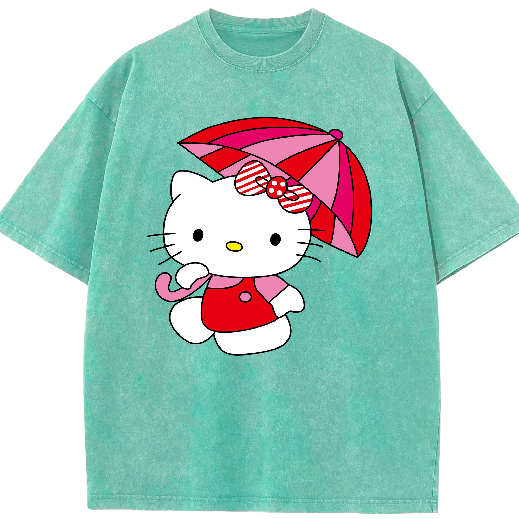 （画像用） Hello Kitty ハローキティ 綿100% ヴィンテージ風 半袖Tシャツ（フロントプリント）